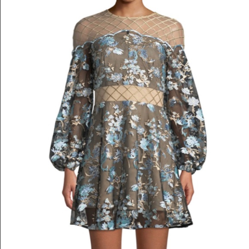 Diana Lattice Mesh Yoke Floral Dress by Elliatt